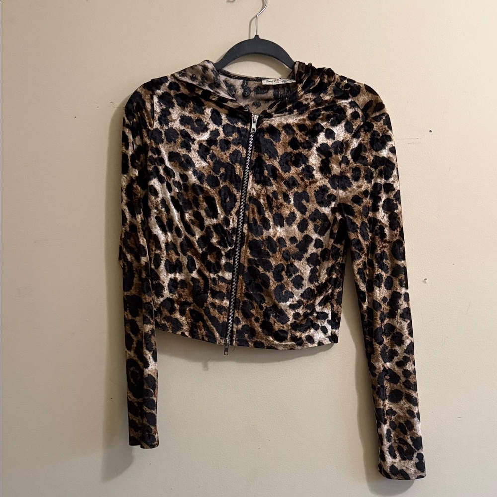 Bear Dance Leopard-Print Bomber Jacket in Brown and Black